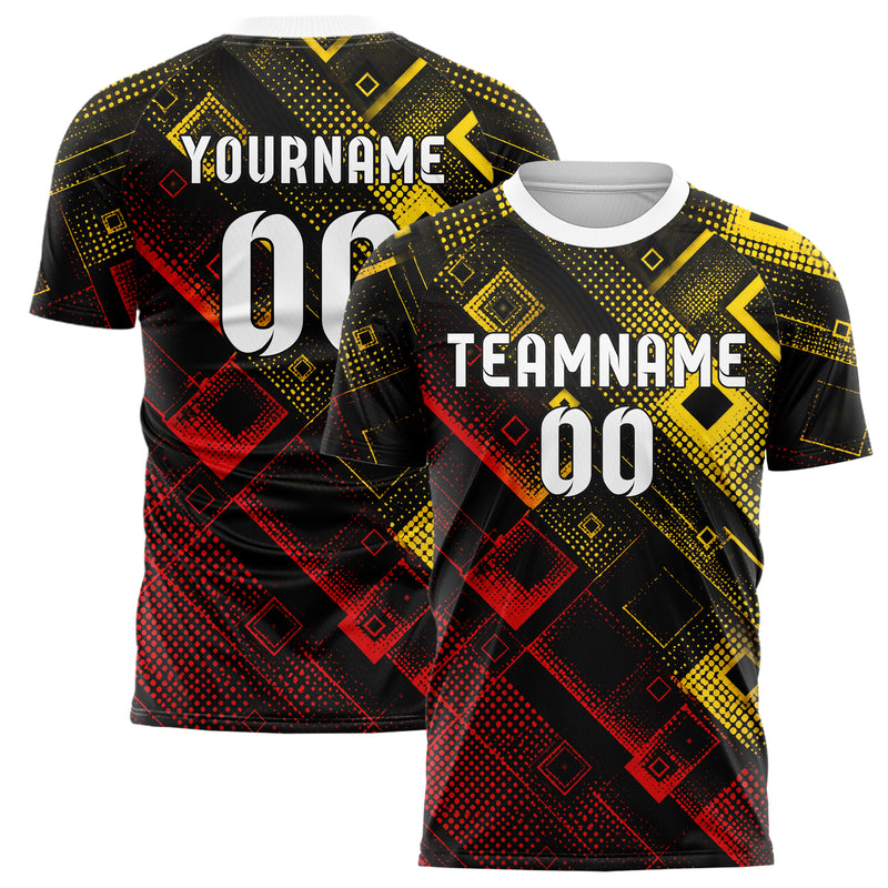 Schwarz lebendiges Rauten Micro to Macro Gradient Design 01-0356 individuelles Fußballtrikot main