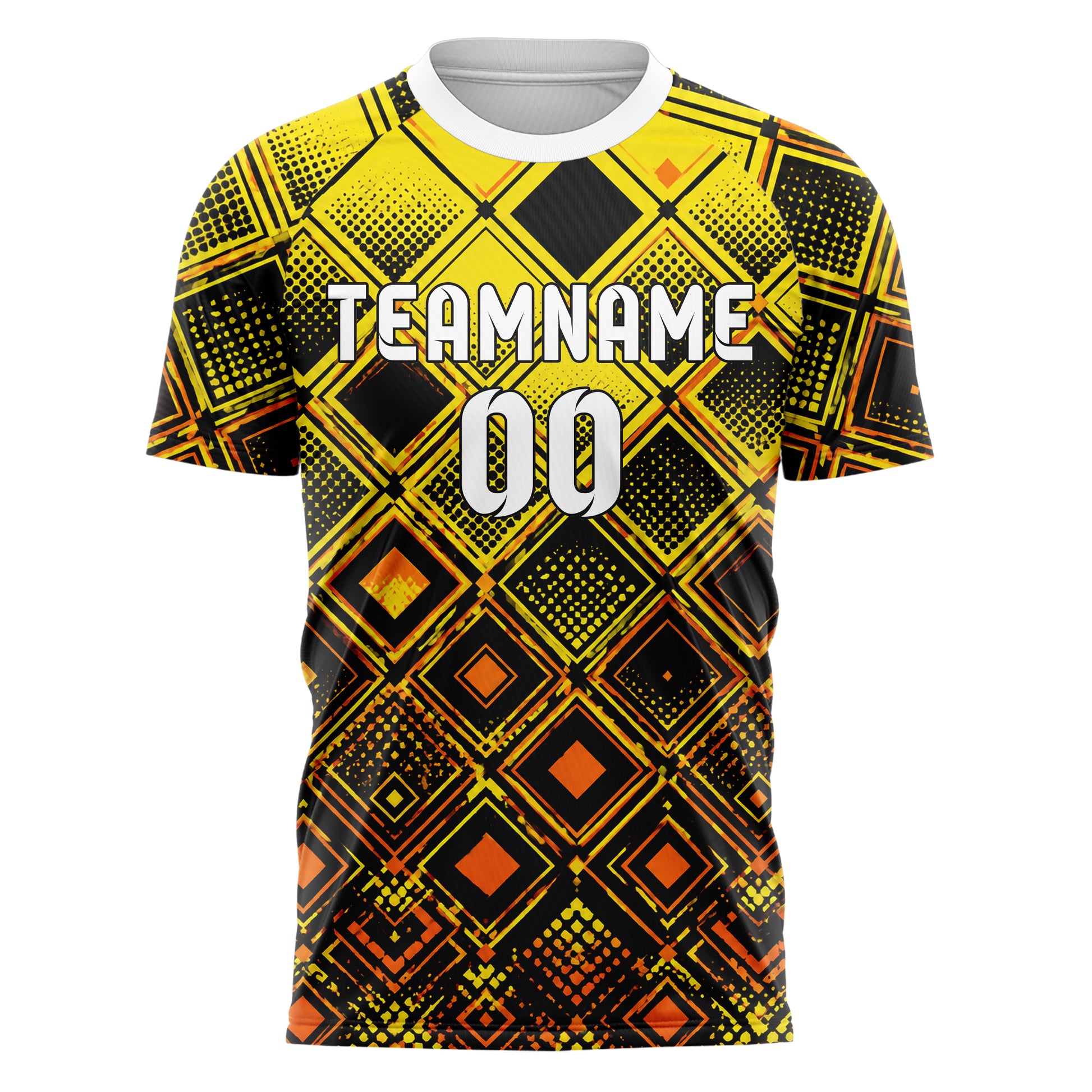 Gelb lebendiges Rauten Square Grid Design 01-0069 individuelles Fußballtrikot front