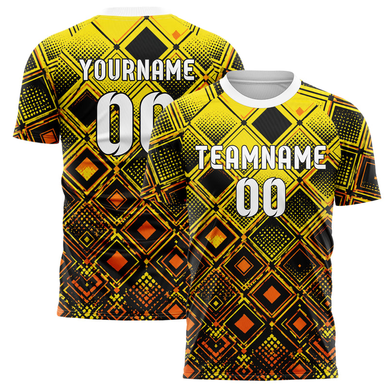 Gelb lebendiges Rauten Square Grid Design 01-0069 individuelles Fußballtrikot main