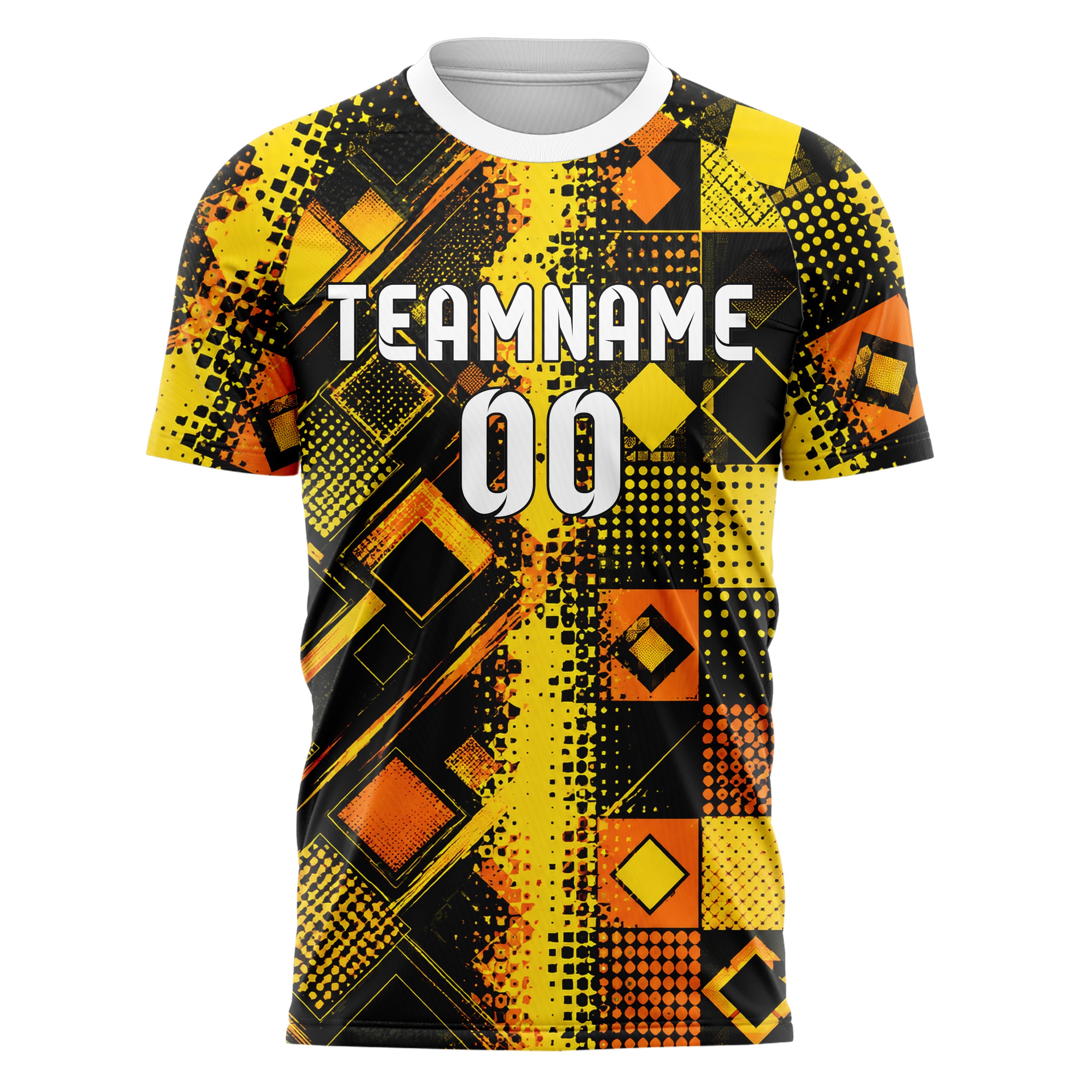 Gelb lebendiges Rauten Square Grid Design 01-0333 individuelles Fußballtrikot front