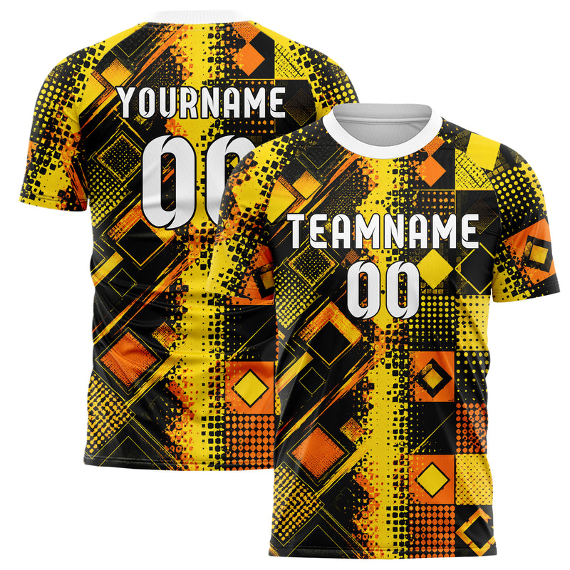 Gelb lebendiges Rauten Square Grid Design 01-0333 individuelles Fußballtrikot main