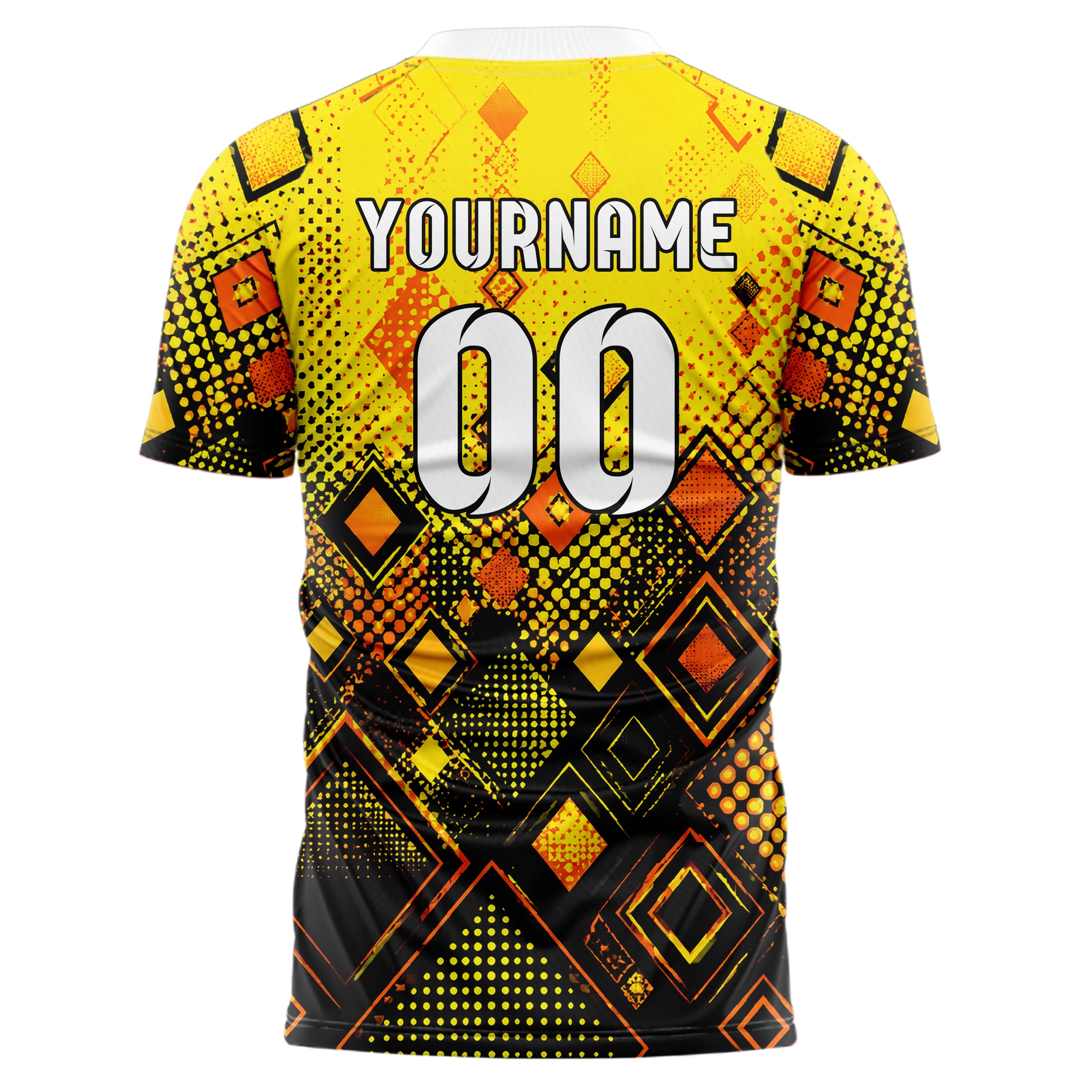Gelb lebendiges Rauten dichter Verlauf von unten Design 01-0183 individuelles Fußballtrikot back