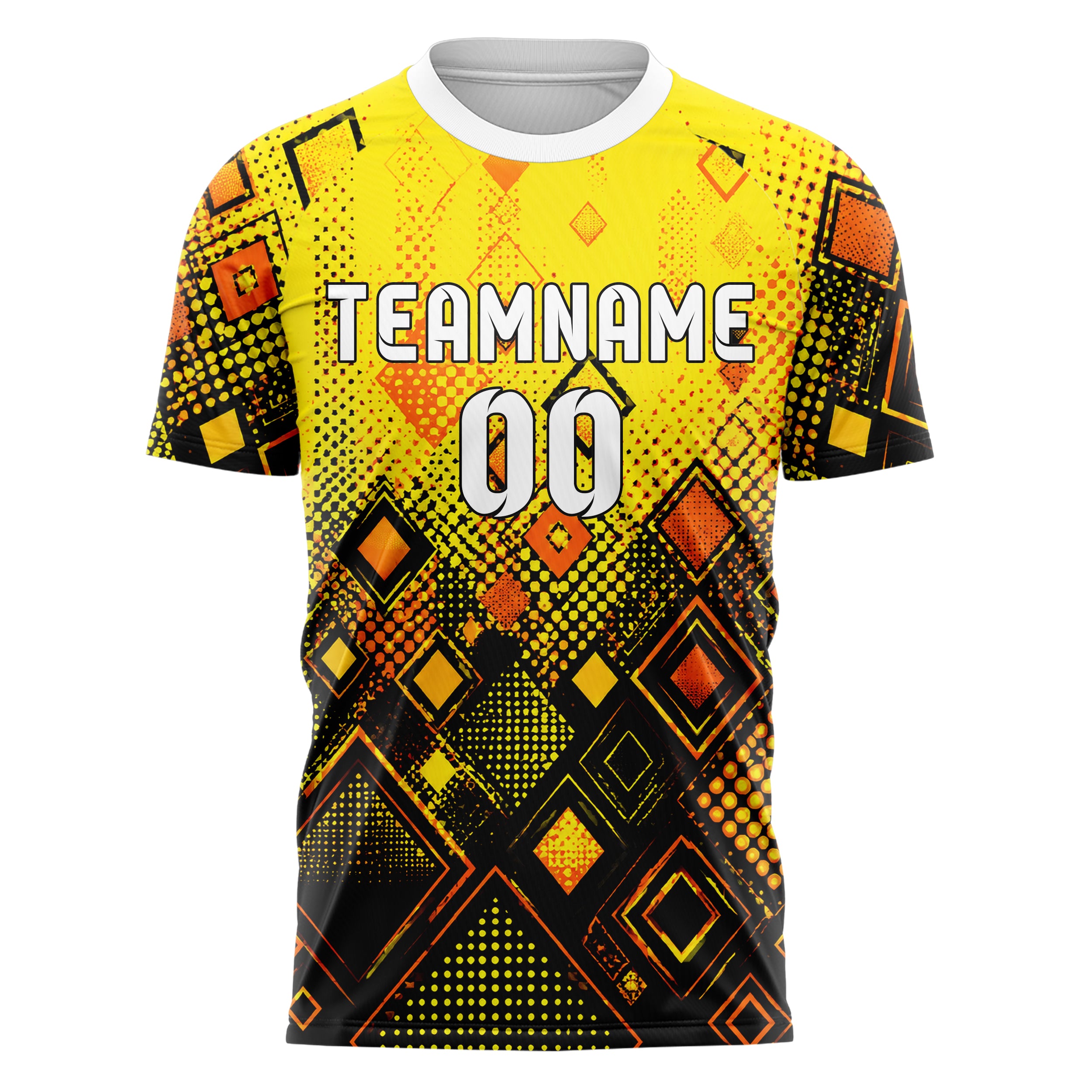 Gelb lebendiges Rauten dichter Verlauf von unten Design 01-0183 individuelles Fußballtrikot front