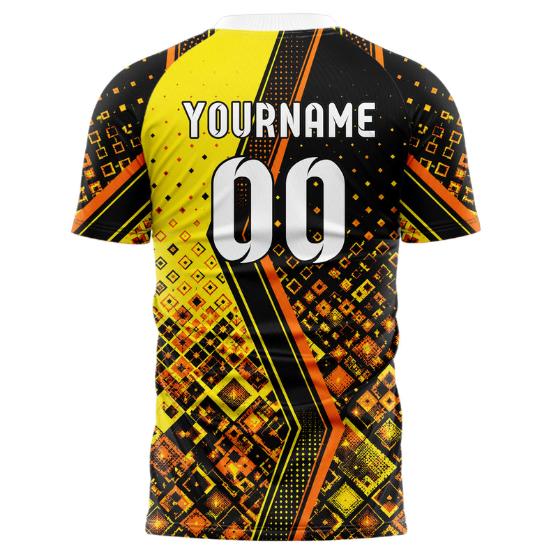Gelb lebendiges Rauten dichter Verlauf von unten Design 01-0447 individuelles Fußballtrikot back