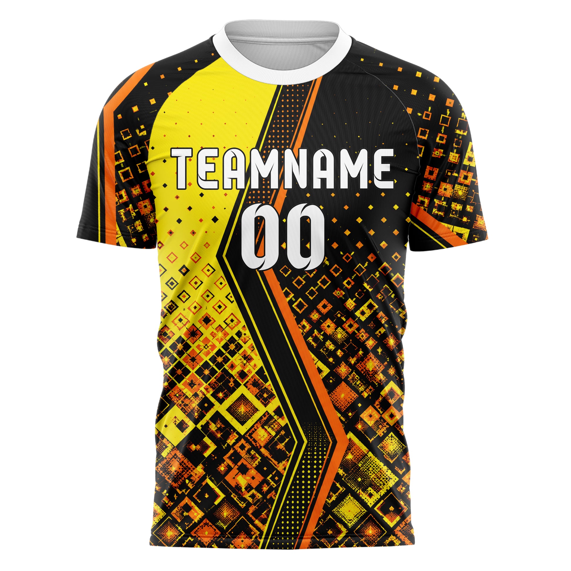 Gelb lebendiges Rauten dichter Verlauf von unten Design 01-0447 individuelles Fußballtrikot front