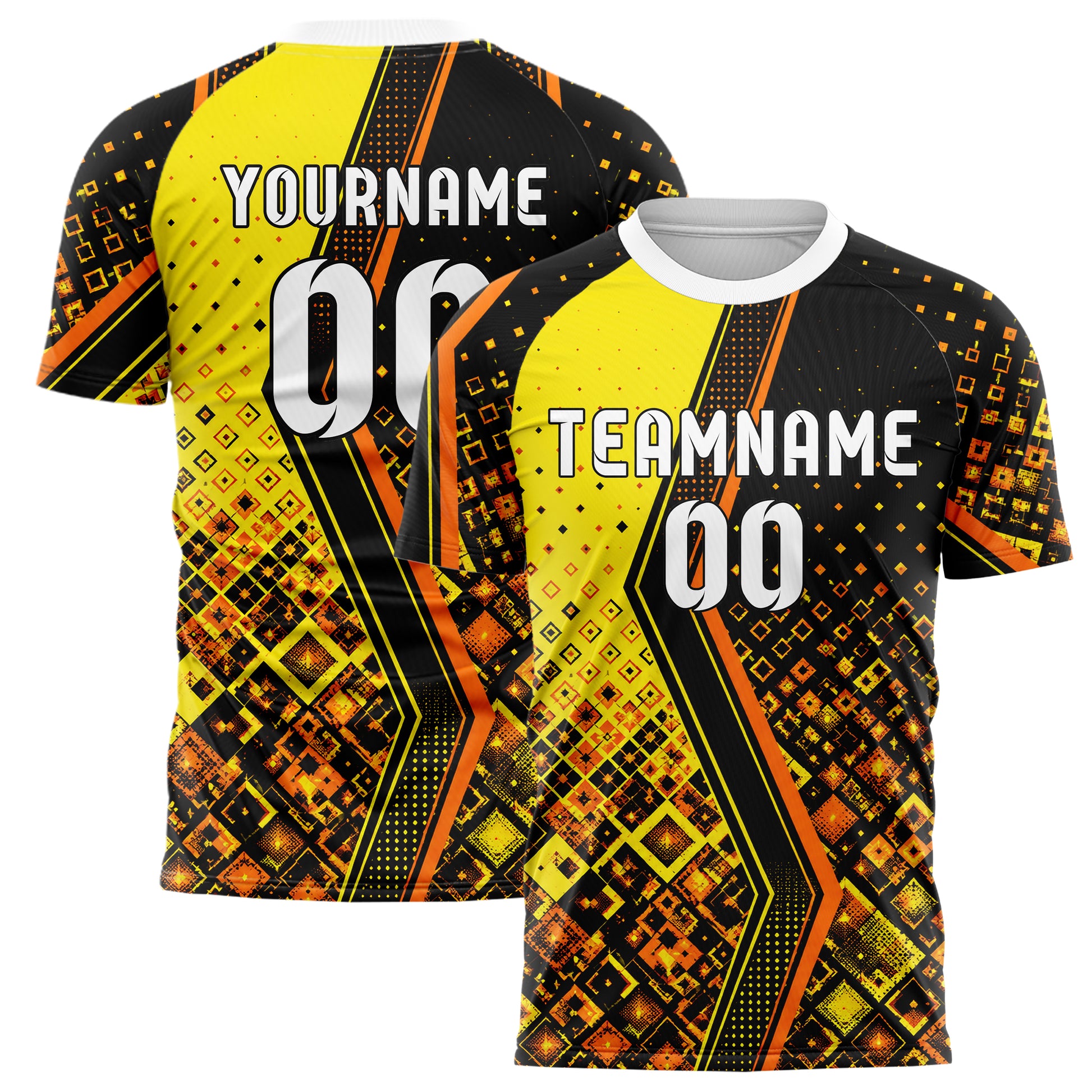 Gelb lebendiges Rauten dichter Verlauf von unten Design 01-0447 individuelles Fußballtrikot main