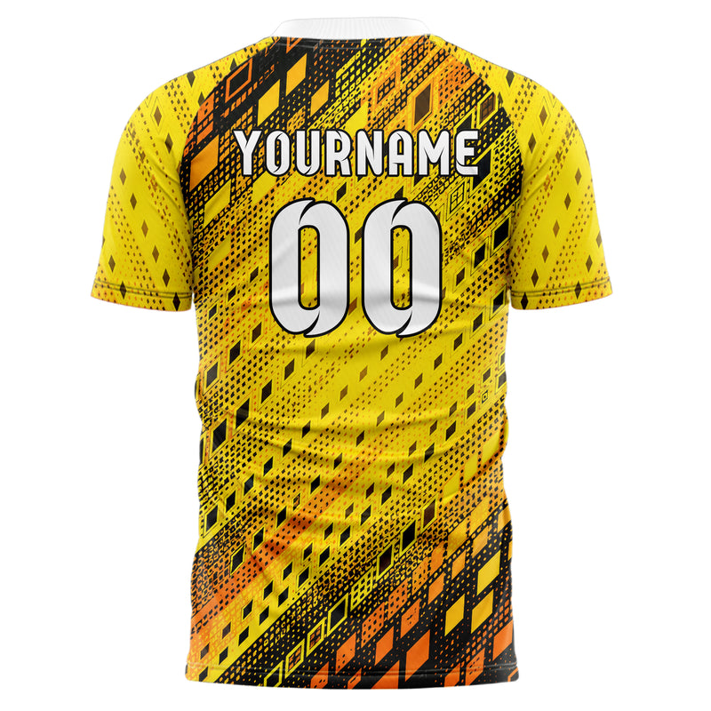 Gelb lebendiges Rauten radialer Center Fade Design 01-0297 individuelles Fußballtrikot back