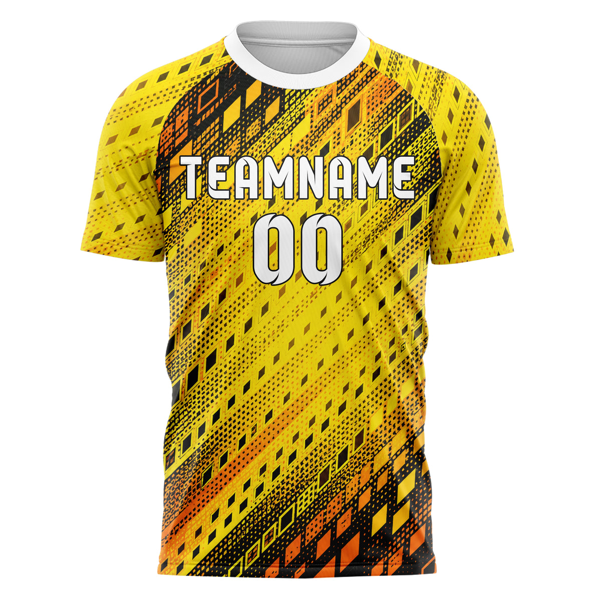 Gelb lebendiges Rauten radialer Center Fade Design 01-0297 individuelles Fußballtrikot front