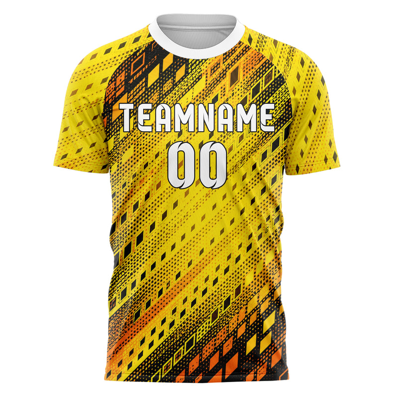 Gelb lebendiges Rauten radialer Center Fade Design 01-0297 individuelles Fußballtrikot front
