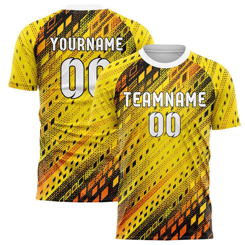 Gelb lebendiges Rauten radialer Center Fade Design 01-0297 individuelles Fußballtrikot main