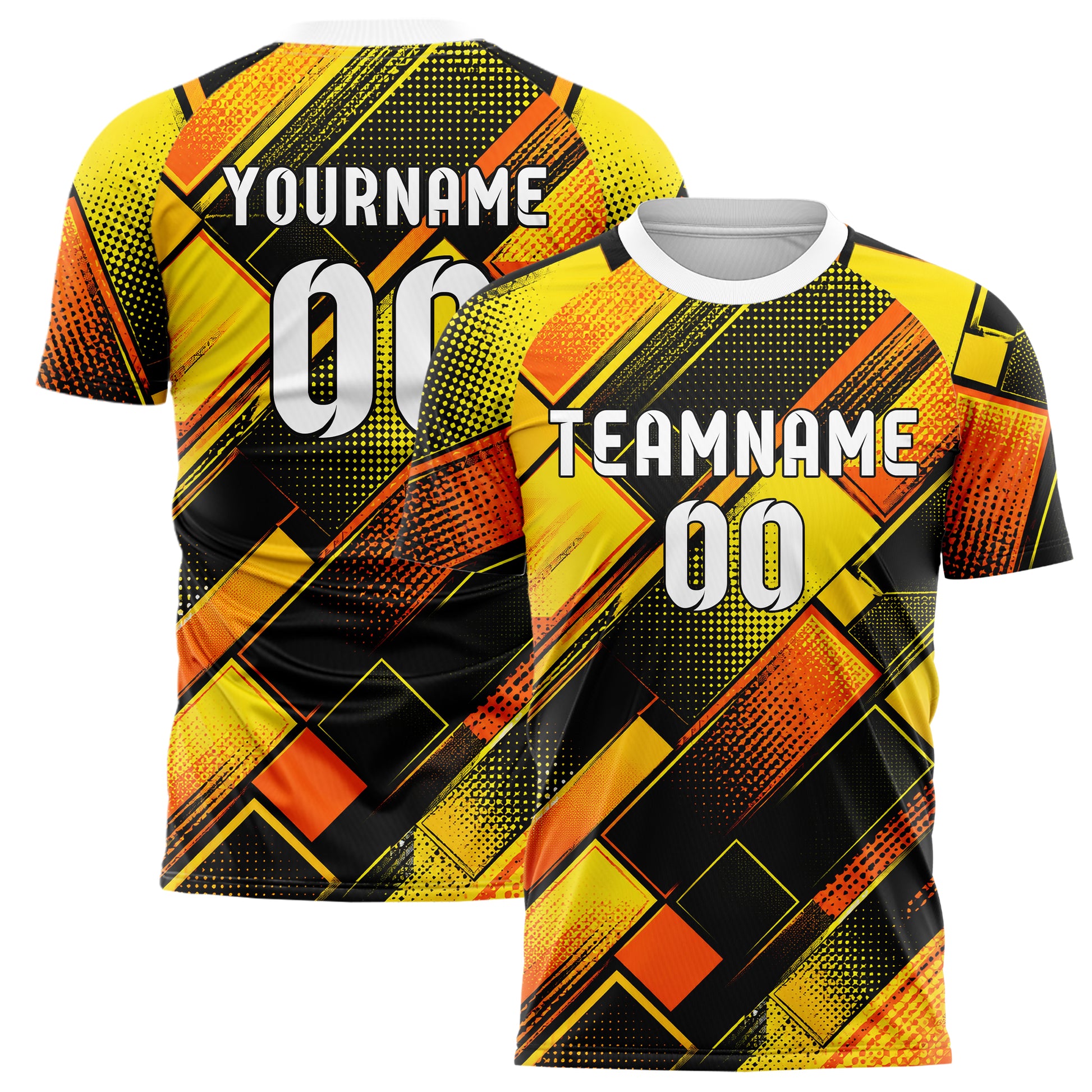 Gelb lebendiges Rauten diagonale Tessellation Design 01-0138 individuelles Fußballtrikot main