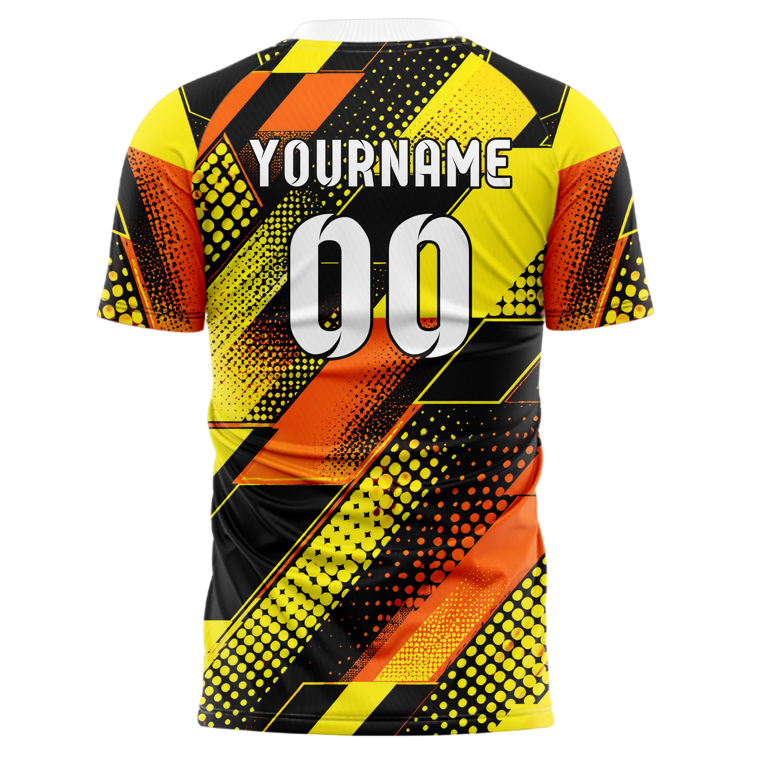 Gelb lebendiges Rauten diagonale Tessellation Design 01-0282 individuelles Fußballtrikot back