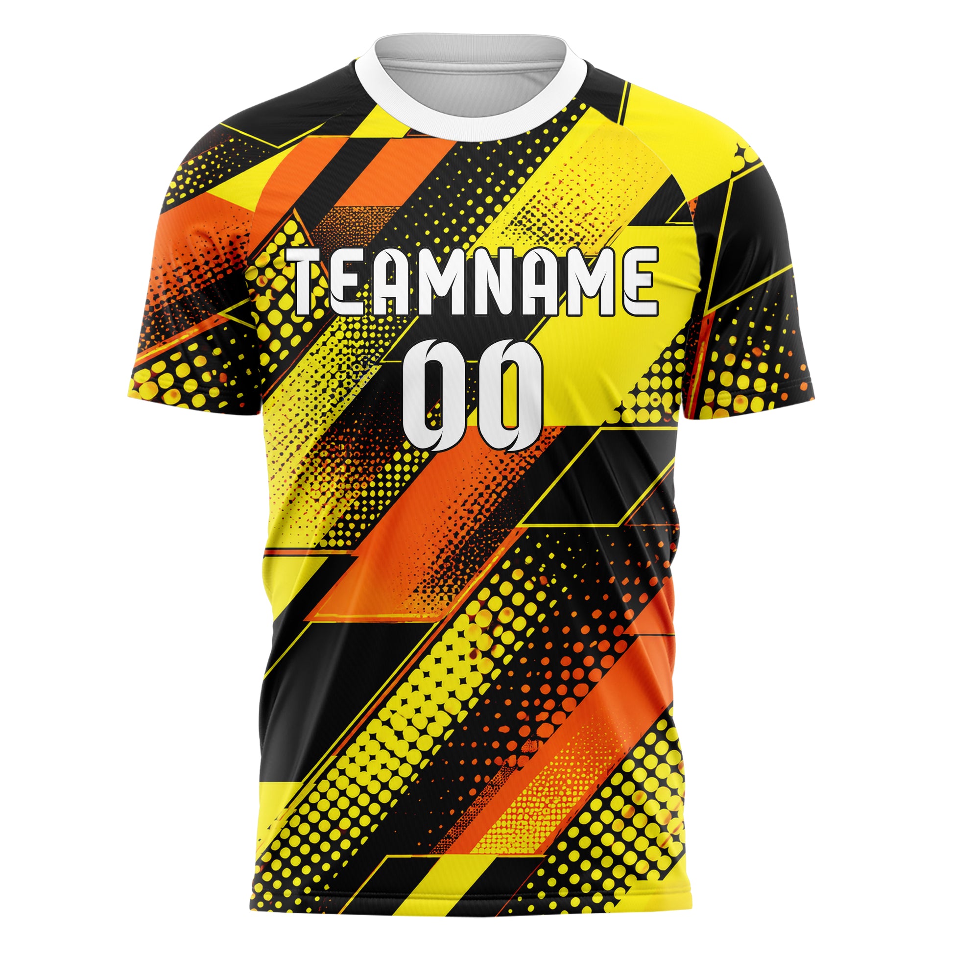Gelb lebendiges Rauten diagonale Tessellation Design 01-0282 individuelles Fußballtrikot front