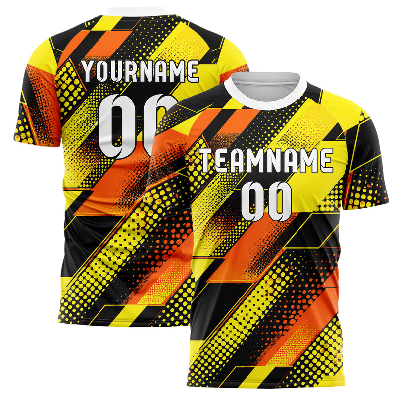 Gelb lebendiges Rauten diagonale Tessellation Design 01-0282 individuelles Fußballtrikot main