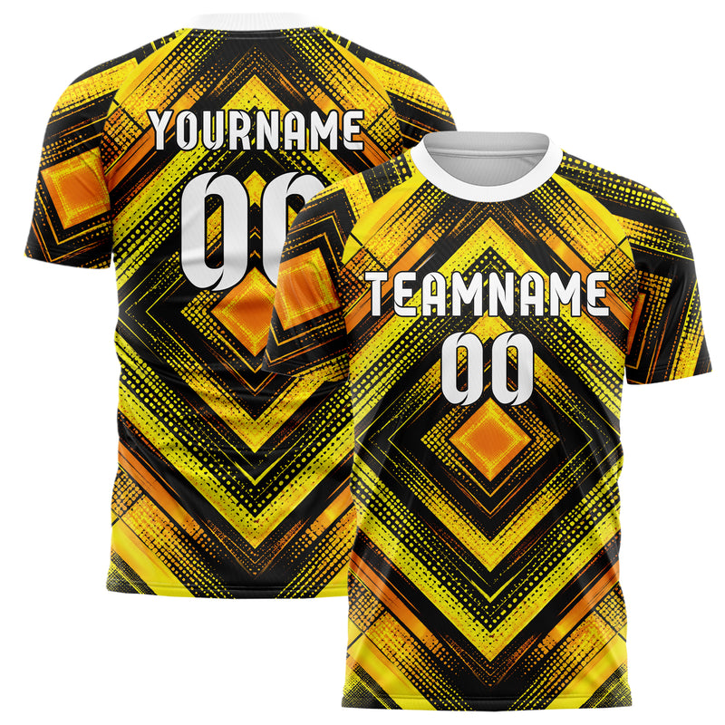 Gelb lebendiges Rauten diagonale Tessellation Design 01-0354 individuelles Fußballtrikot main