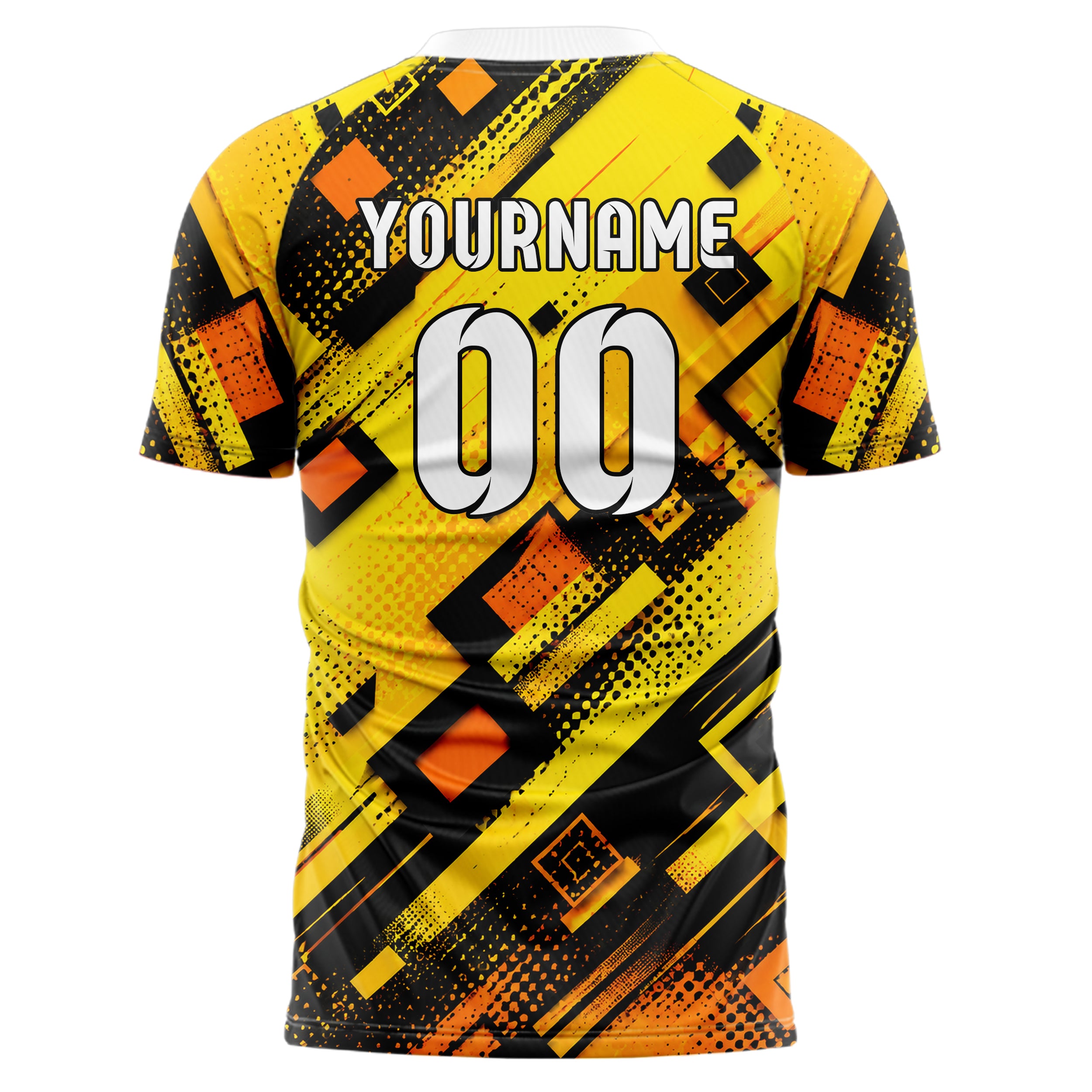 Gelb lebendiges Rauten Layered 3D Rhombus Design 01-0315 individuelles Fußballtrikot back