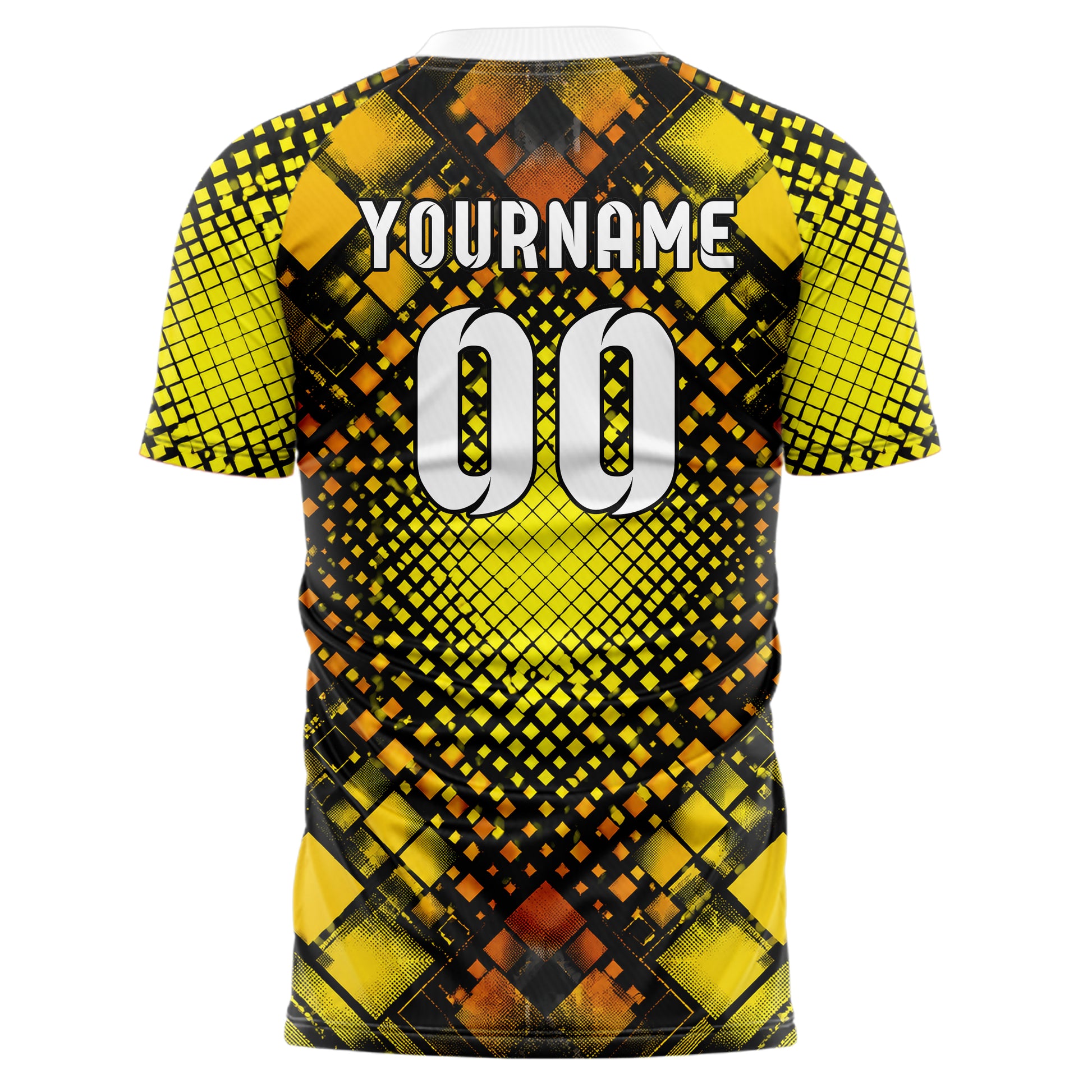 Gelb lebendiges Rauten Micro to Macro Gradient Design 01-0252 individuelles Fußballtrikot back
