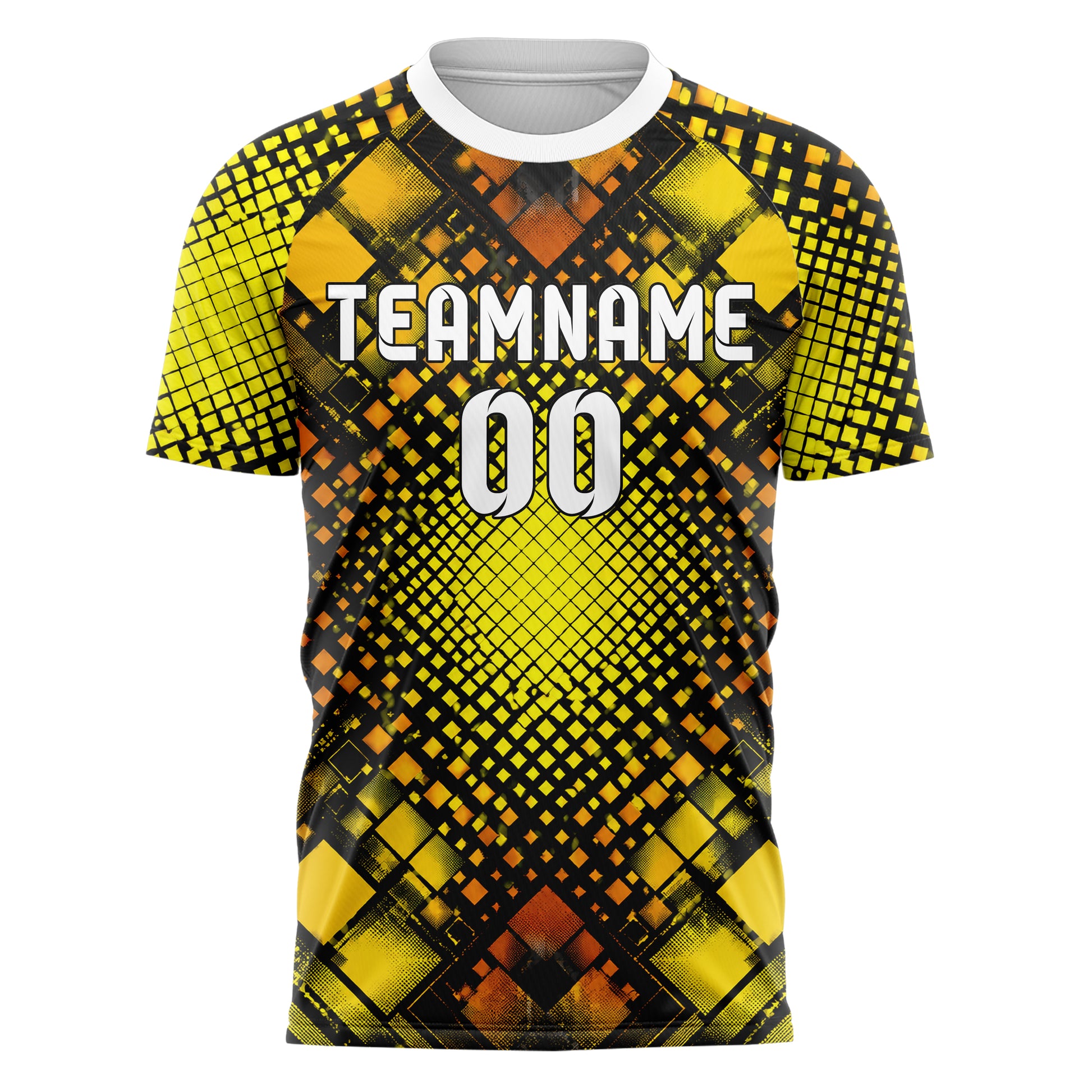 Gelb lebendiges Rauten Micro to Macro Gradient Design 01-0252 individuelles Fußballtrikot front