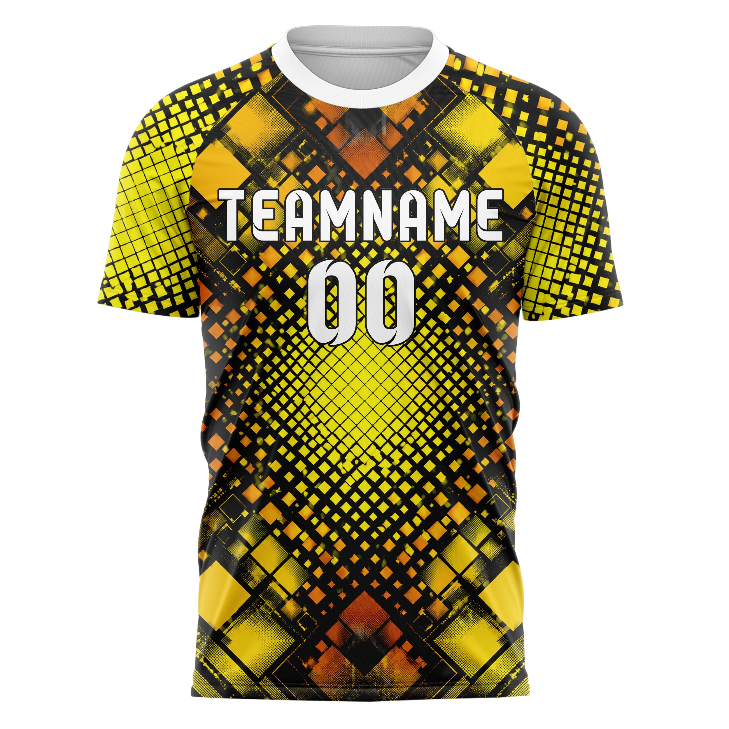 Gelb lebendiges Rauten Micro to Macro Gradient Design 01-0252 individuelles Fußballtrikot front