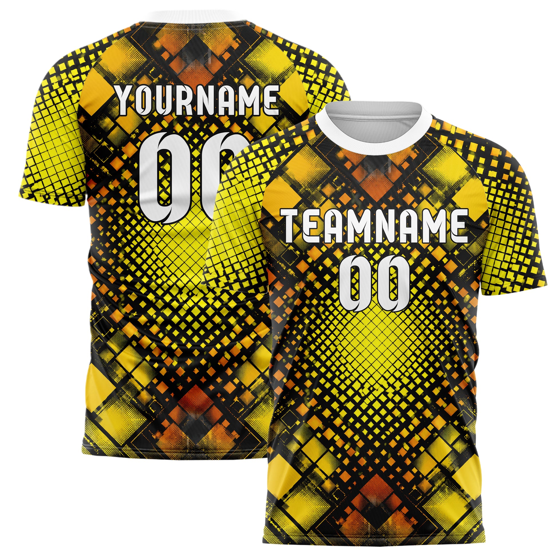 Gelb lebendiges Rauten Micro to Macro Gradient Design 01-0252 individuelles Fußballtrikot main