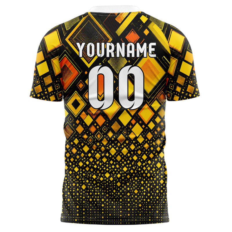 Gelb lebendiges Rauten Micro to Macro Gradient Design 01-0396 individuelles Fußballtrikot back
