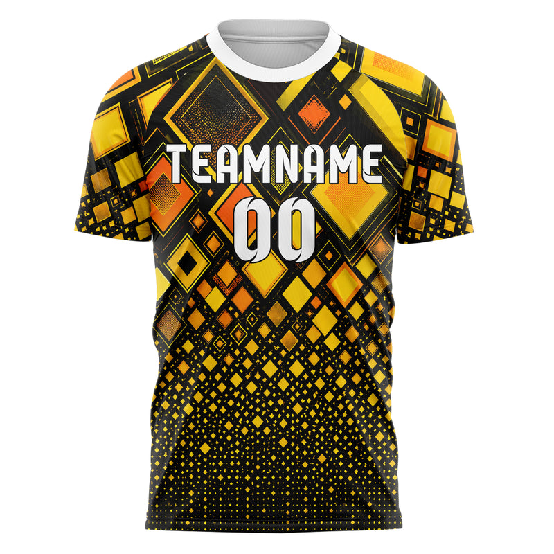Gelb lebendiges Rauten Micro to Macro Gradient Design 01-0396 individuelles Fußballtrikot front
