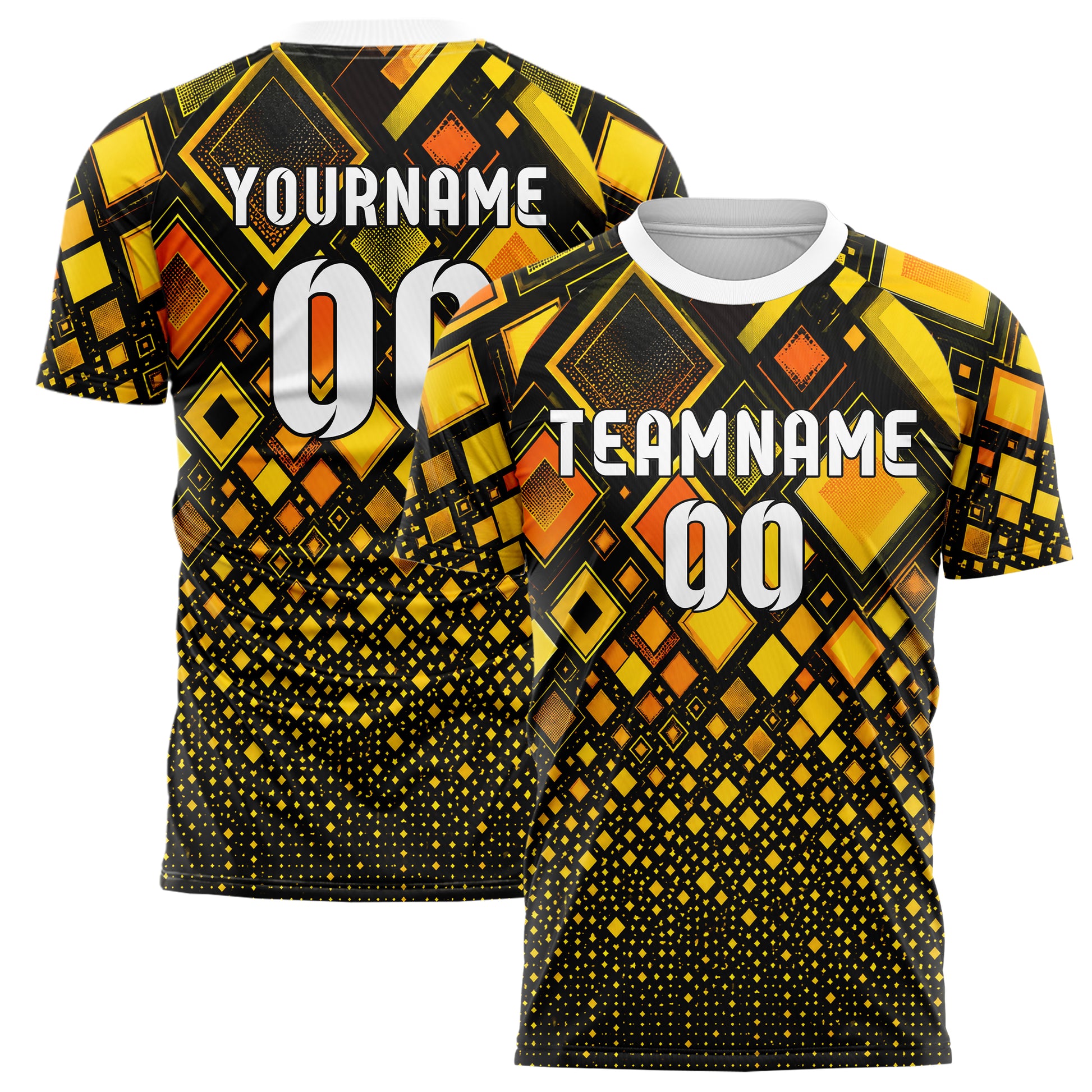 Gelb lebendiges Rauten Micro to Macro Gradient Design 01-0396 individuelles Fußballtrikot main