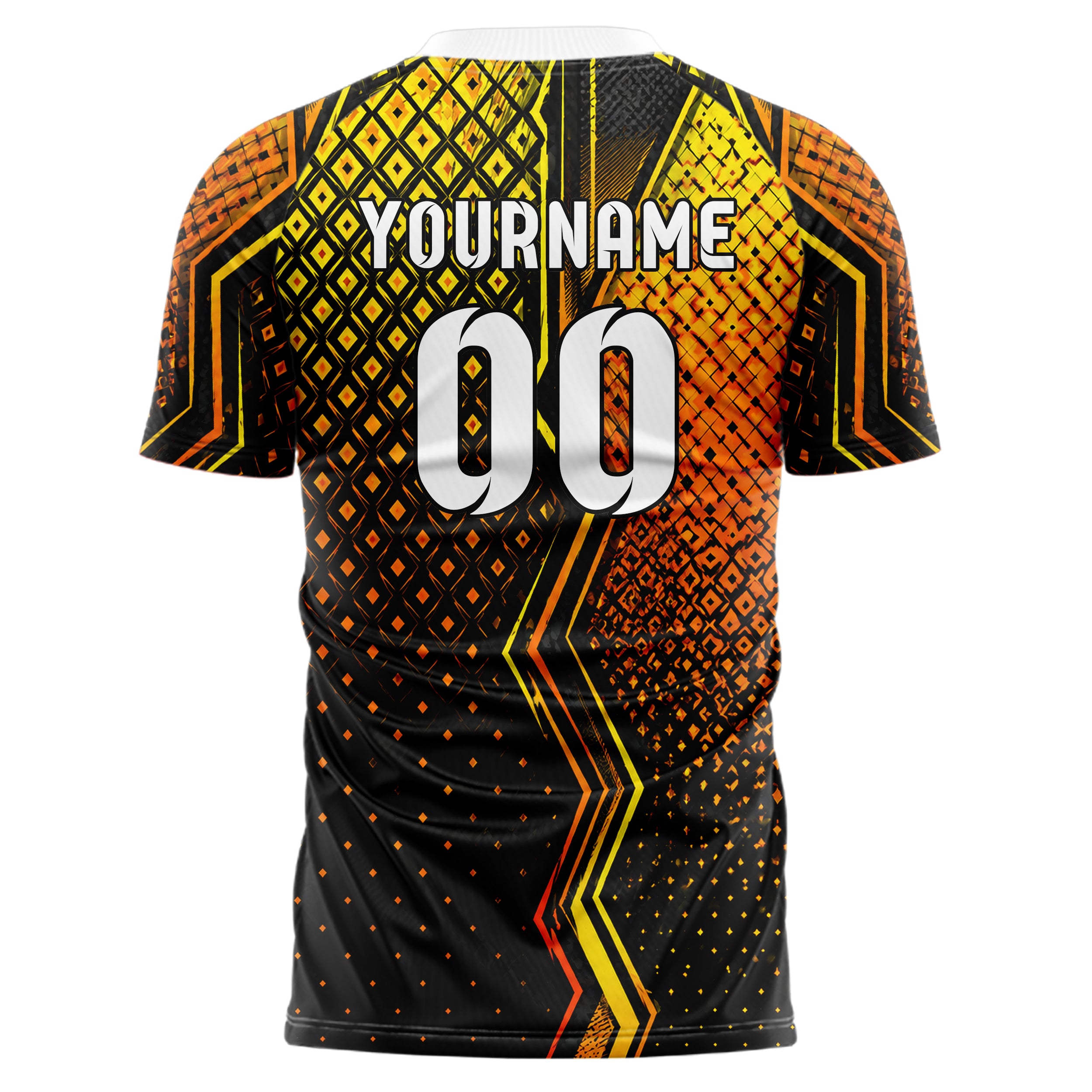 Gelb lebendiges Rauten dichter Verlauf von oben Design 01-0312 individuelles Fußballtrikot back