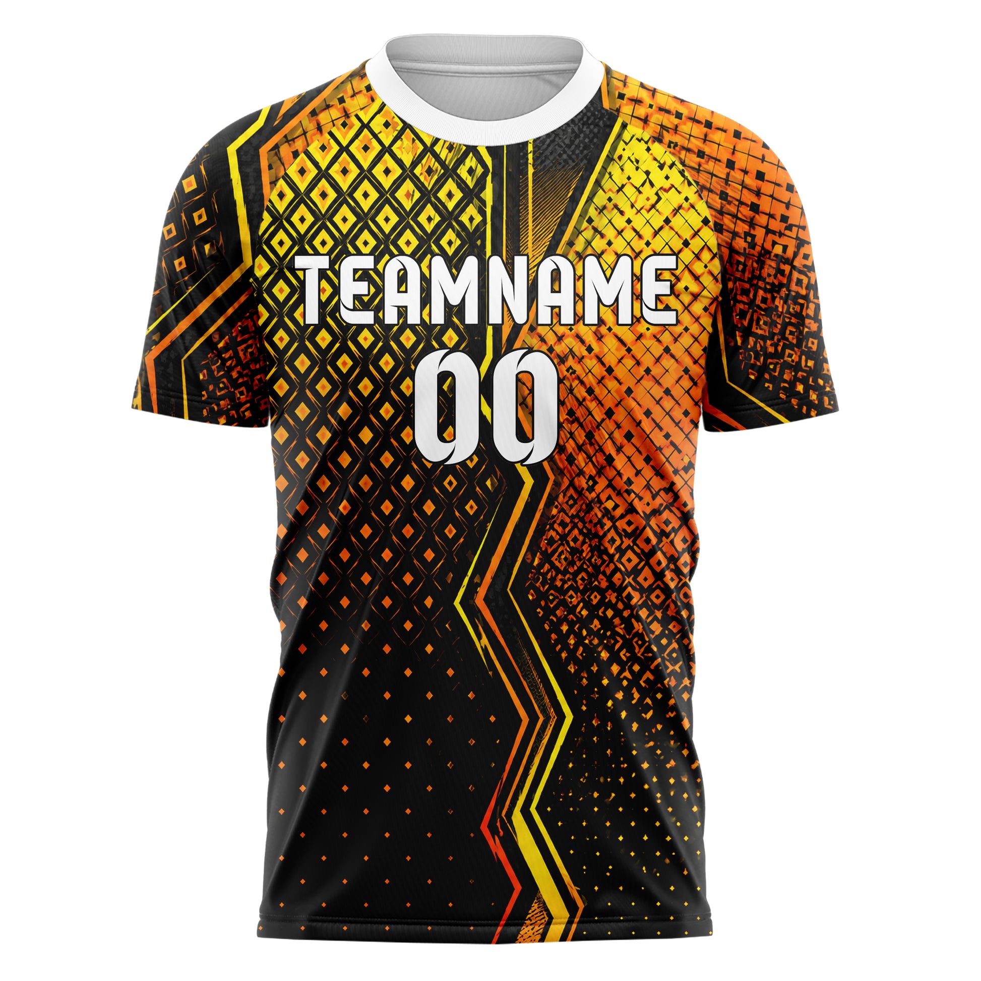 Gelb lebendiges Rauten dichter Verlauf von oben Design 01-0312 individuelles Fußballtrikot front