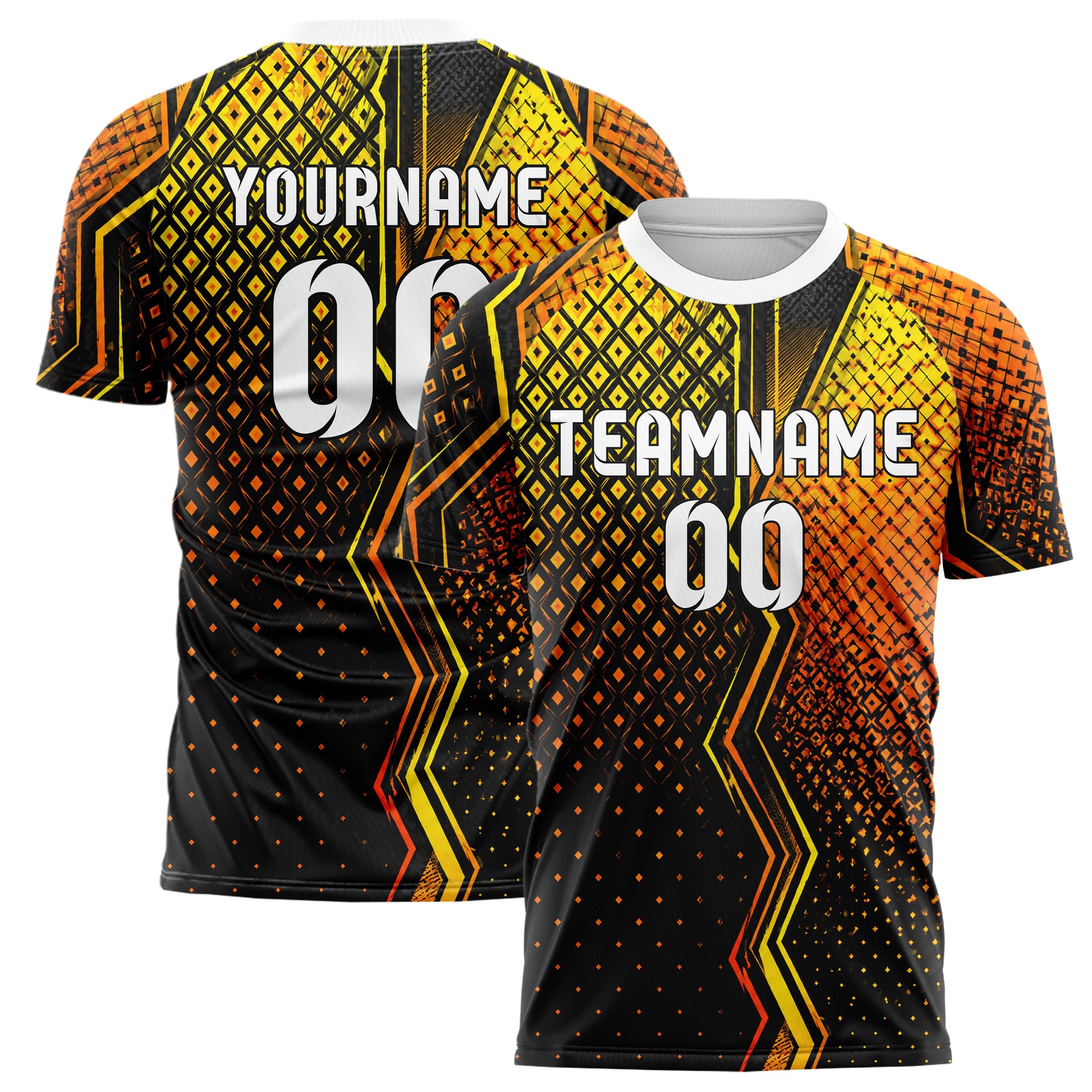 Gelb lebendiges Rauten dichter Verlauf von oben Design 01-0312 individuelles Fußballtrikot main
