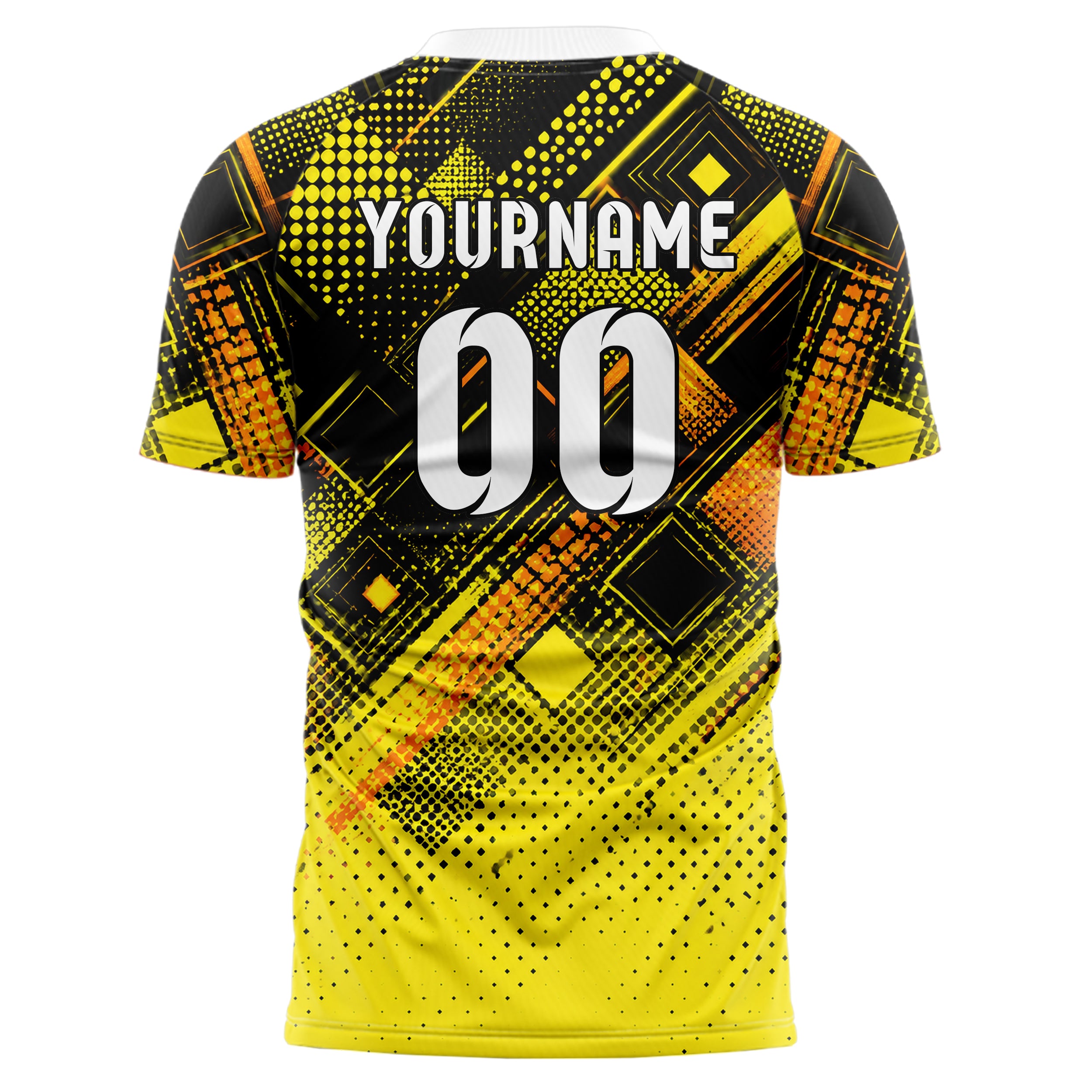 Gelb lebendiges Rauten dichter Verlauf von oben Design 01-0480 individuelles Fußballtrikot back