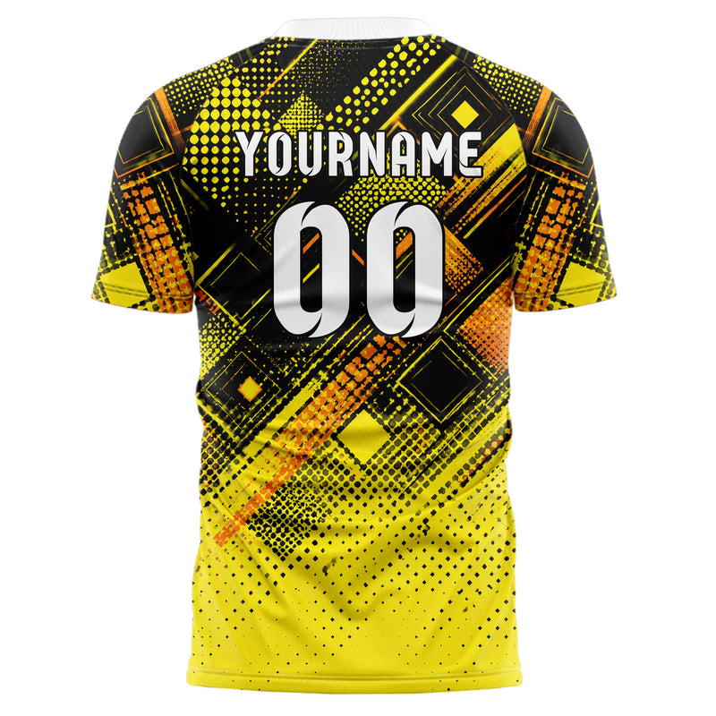 Gelb lebendiges Rauten dichter Verlauf von oben Design 01-0480 individuelles Fußballtrikot back