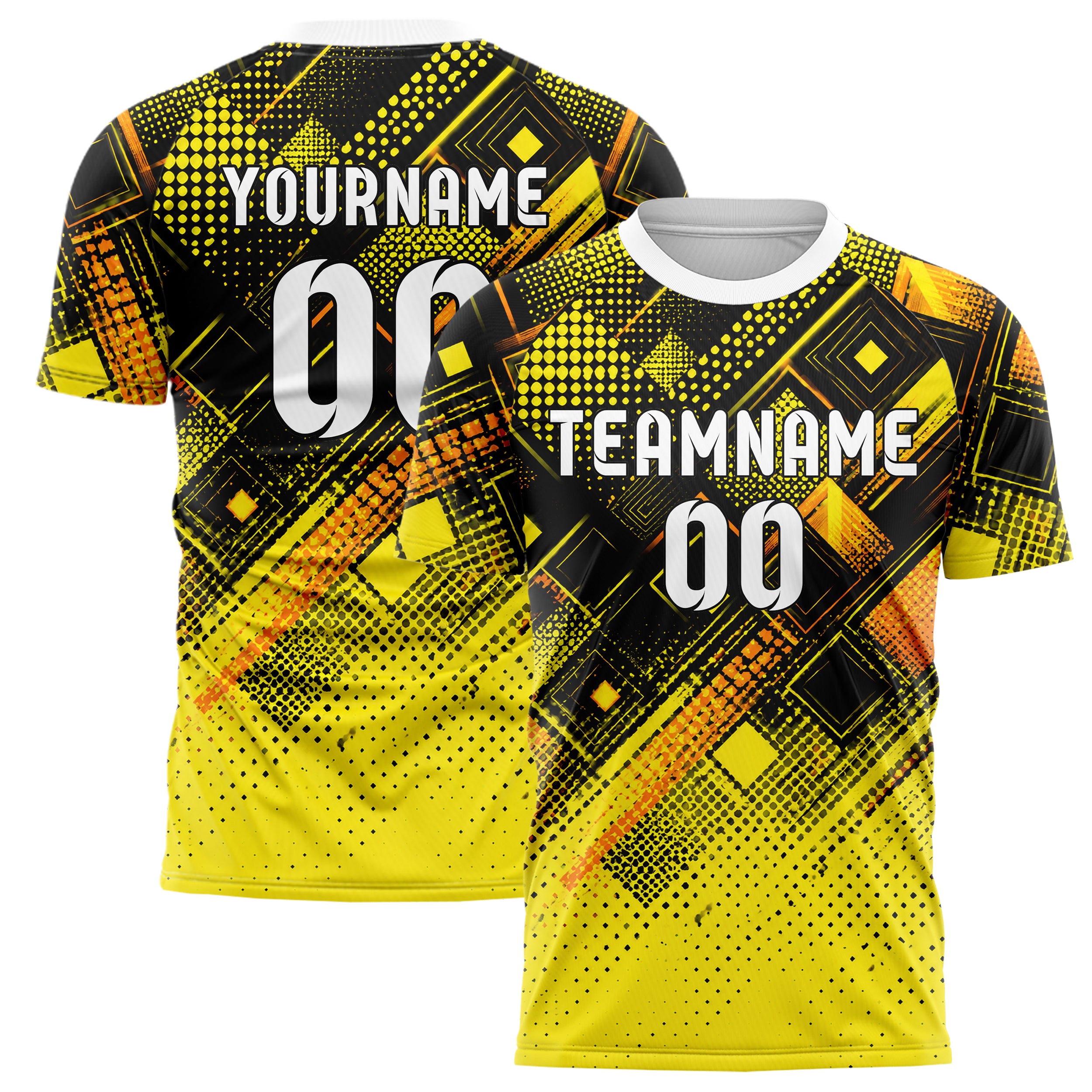 Gelb lebendiges Rauten dichter Verlauf von oben Design 01-0480 individuelles Fußballtrikot main
