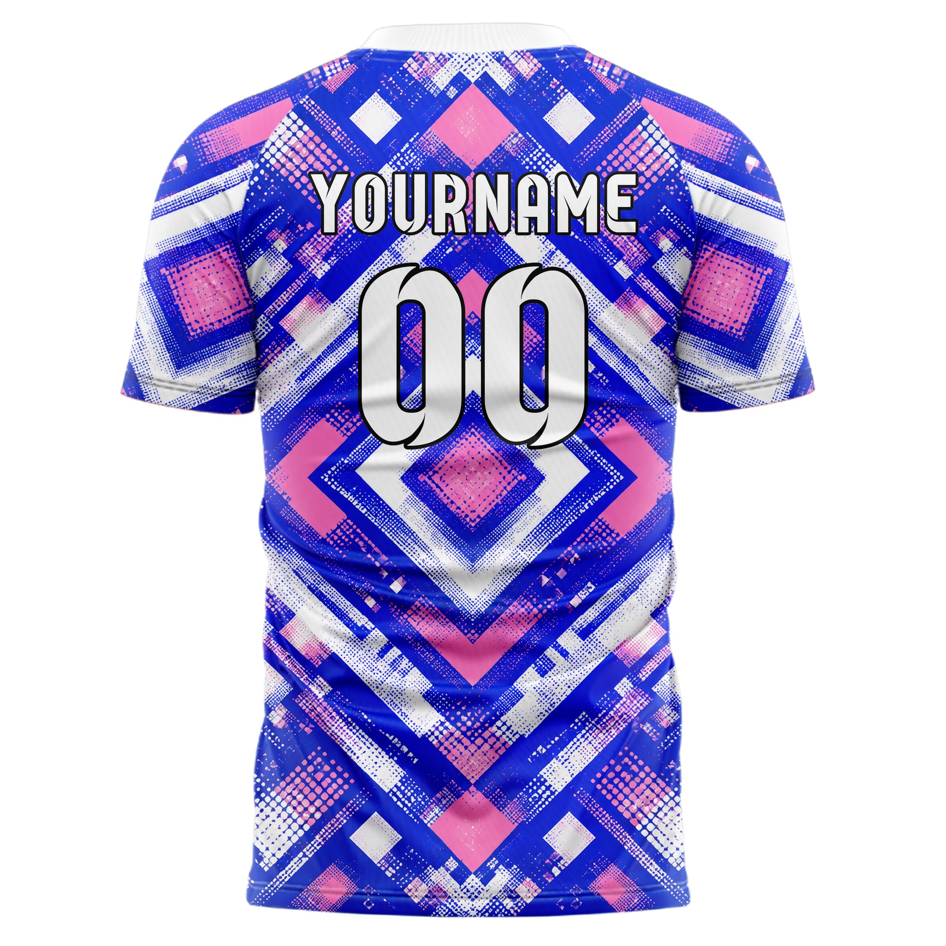 Royalblau klassisches Rauten Square Grid Design 01-0357 individuelles Fußballtrikot back