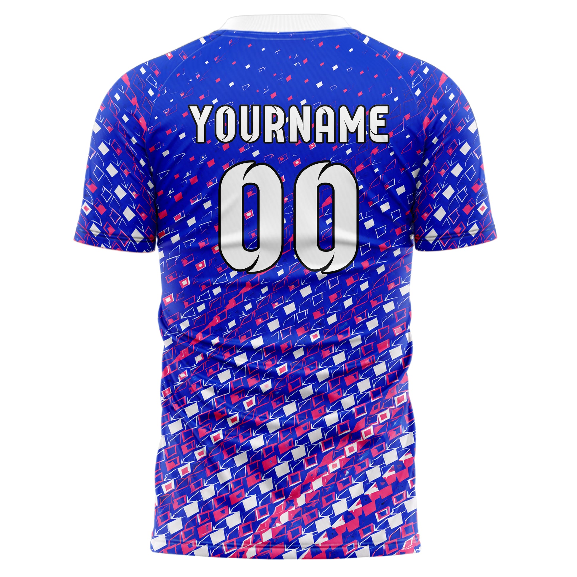 Royalblau klassisches Rauten dichter Verlauf von unten Design 01-0087 individuelles Fußballtrikot back