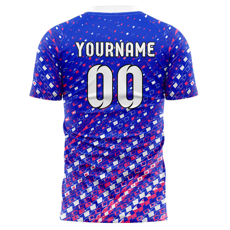 Royalblau klassisches Rauten dichter Verlauf von unten Design 01-0087 individuelles Fußballtrikot back