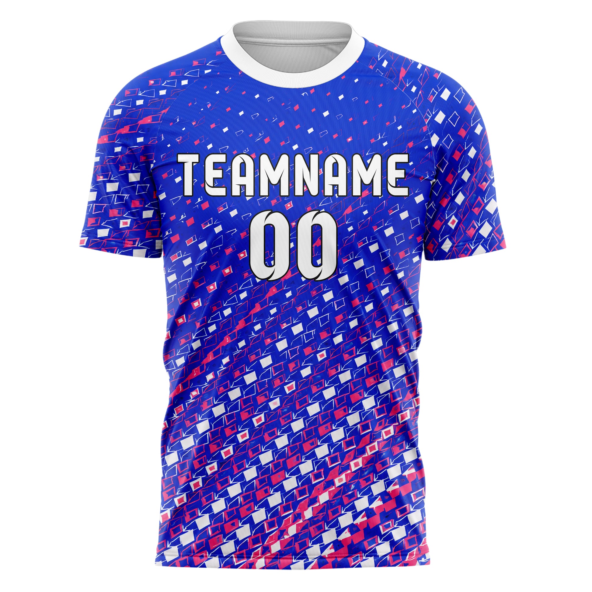 Royalblau klassisches Rauten dichter Verlauf von unten Design 01-0087 individuelles Fußballtrikot front