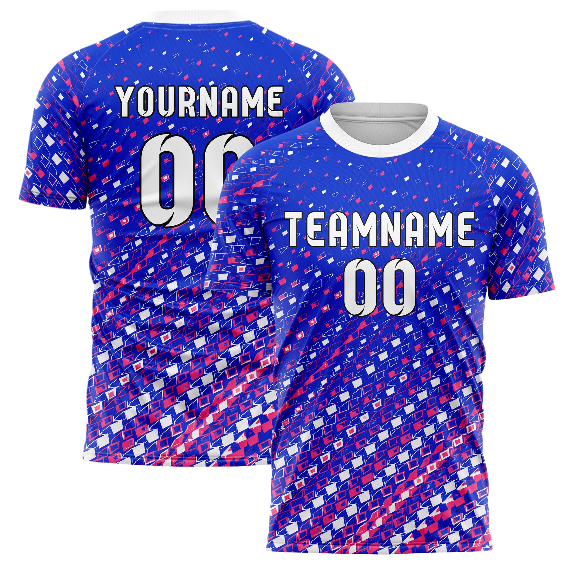 Royalblau klassisches Rauten dichter Verlauf von unten Design 01-0087 individuelles Fußballtrikot main