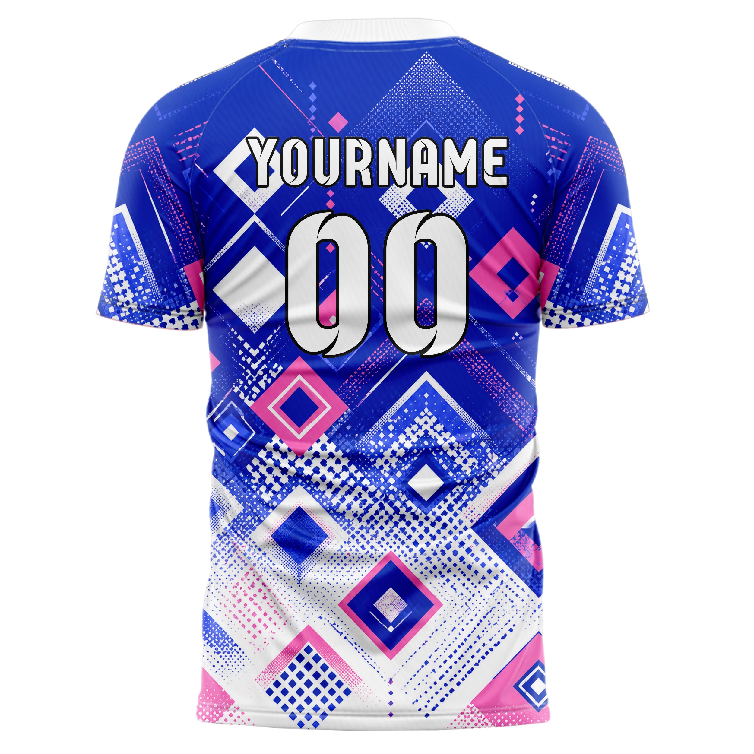 Royalblau klassisches Rauten radialer Center Fade Design 01-0345 individuelles Fußballtrikot back