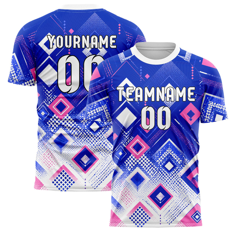 Royalblau klassisches Rauten radialer Center Fade Design 01-0345 individuelles Fußballtrikot main