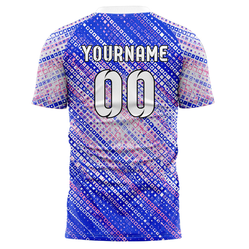 Royalblau klassisches Rauten radialer Center Fade Design 01-0441 individuelles Fußballtrikot back