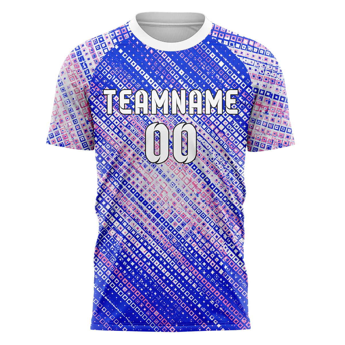 Royalblau klassisches Rauten radialer Center Fade Design 01-0441 individuelles Fußballtrikot front