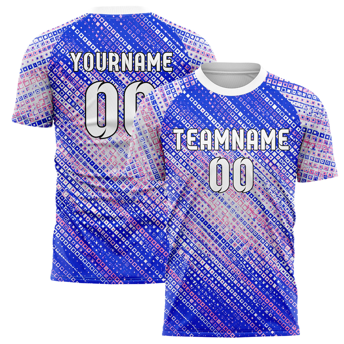 Royalblau klassisches Rauten radialer Center Fade Design 01-0441 individuelles Fußballtrikot main