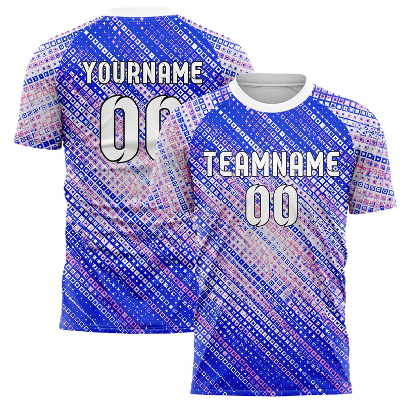 Royalblau klassisches Rauten radialer Center Fade Design 01-0441 individuelles Fußballtrikot main