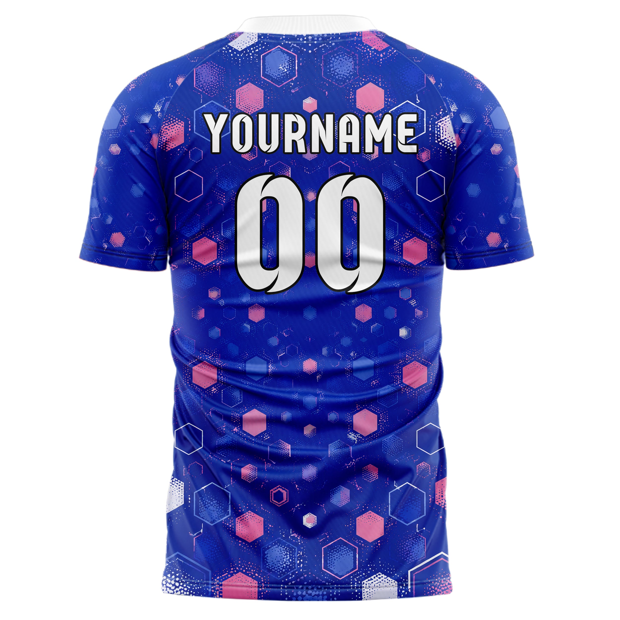 Royalblau klassisches Rauten hexagonale Panels Design 01-0150 individuelles Fußballtrikot back