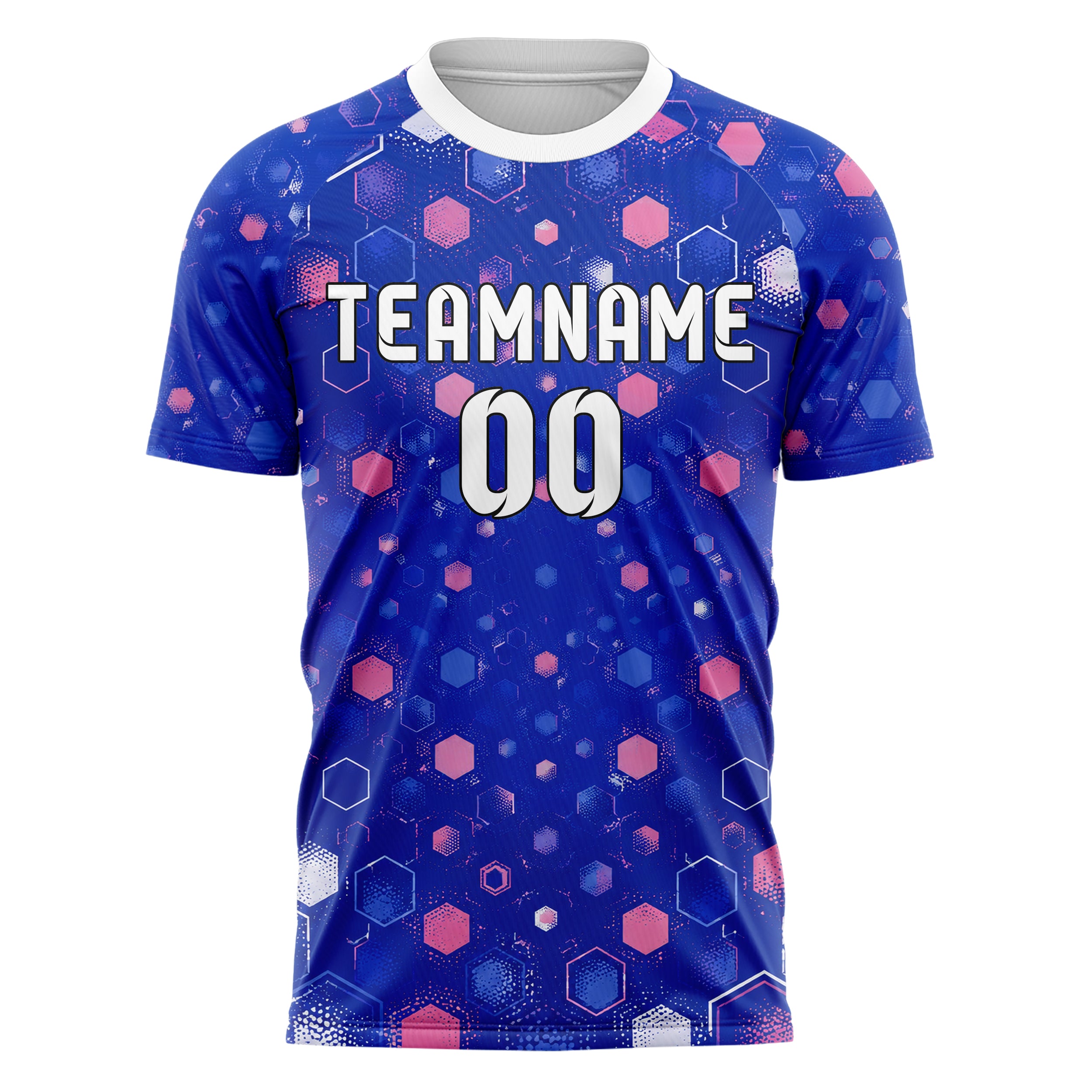 Royalblau klassisches Rauten hexagonale Panels Design 01-0150 individuelles Fußballtrikot front