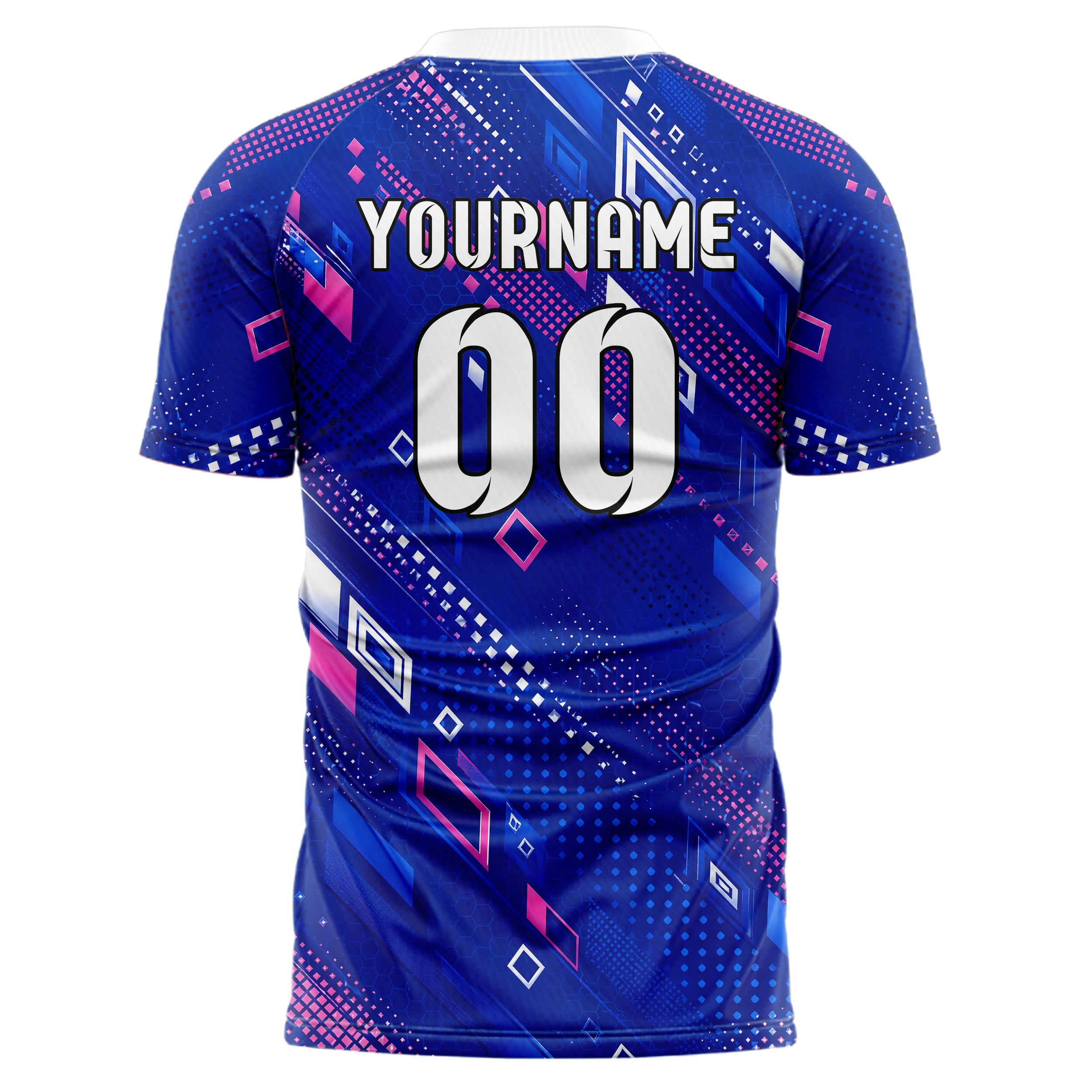 Royalblau klassisches Rauten Layered 3D Rhombus Design 01-0003 individuelles Fußballtrikot back