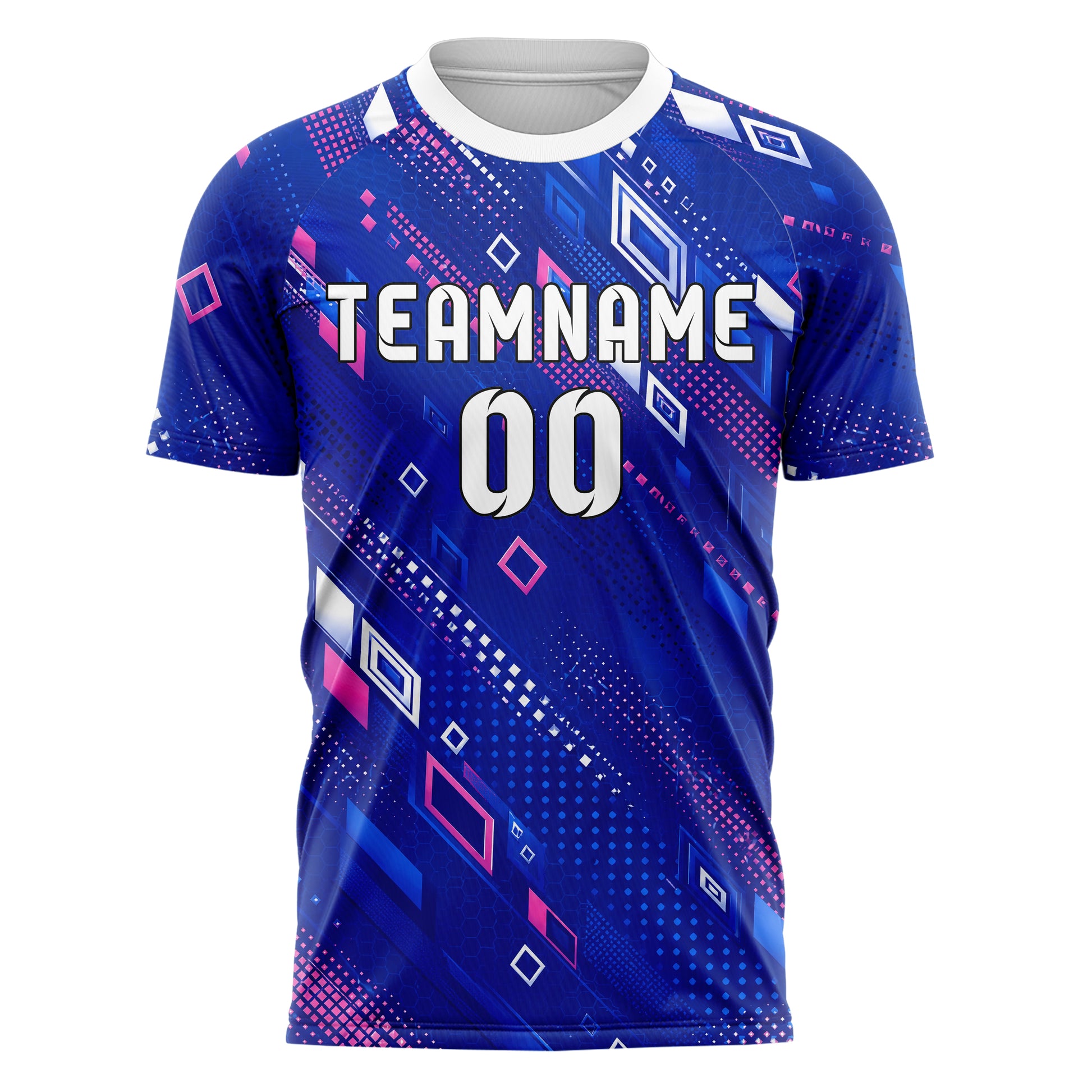 Royalblau klassisches Rauten Layered 3D Rhombus Design 01-0003 individuelles Fußballtrikot front