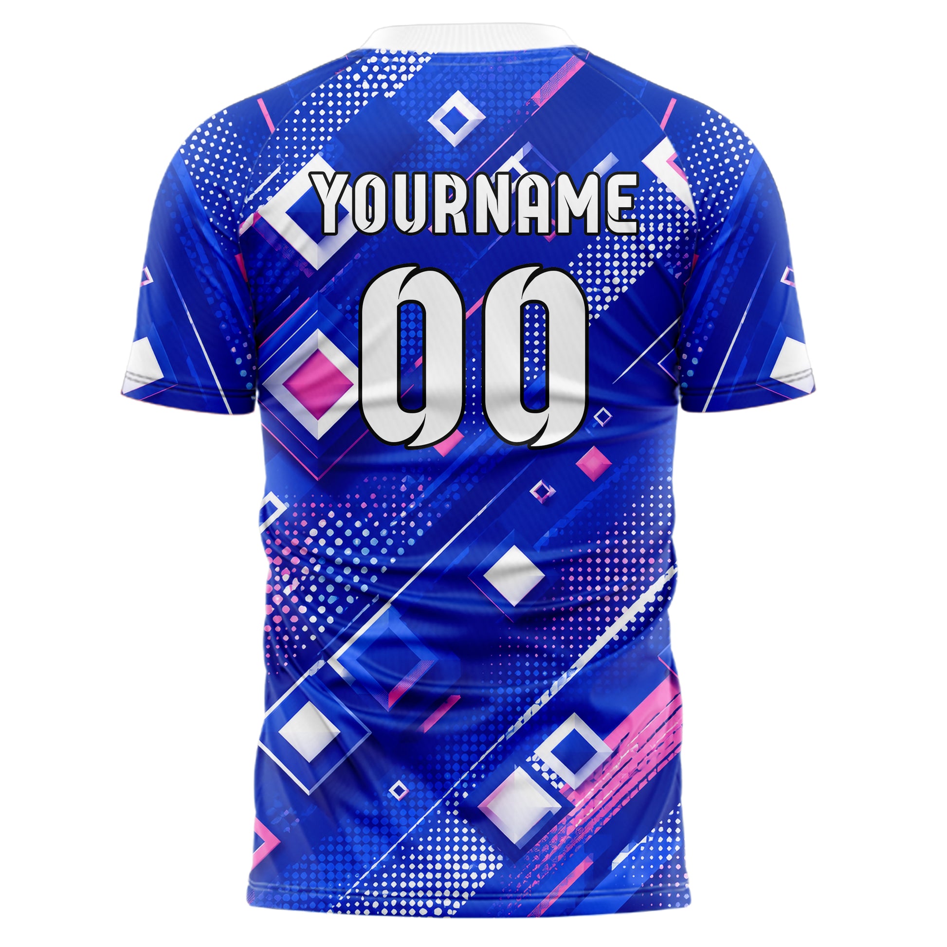 Royalblau klassisches Rauten Layered 3D Rhombus Design 01-0171 individuelles Fußballtrikot back