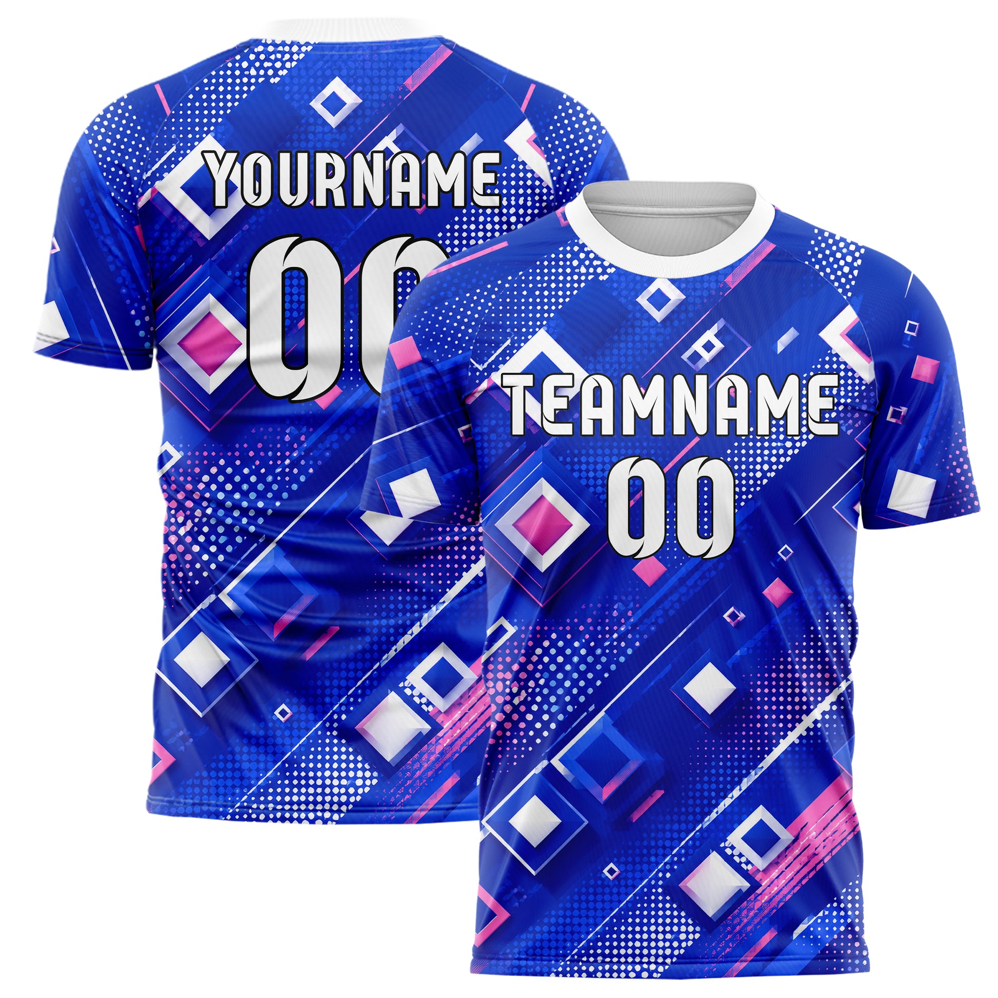 Royalblau klassisches Rauten Layered 3D Rhombus Design 01-0171 individuelles Fußballtrikot main